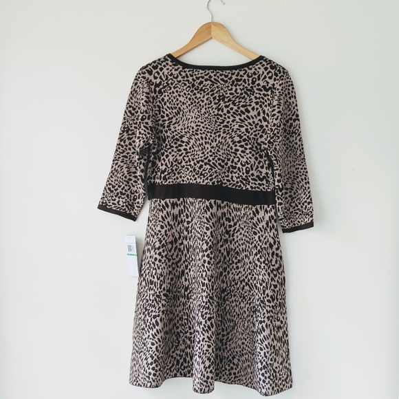 Nina Leonard Leopard Print Fit & Flare Knit Dress, L NWT - Picture 6 of 6